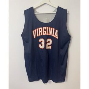 VTG Virginia Cavaliers Reversible Basketball Jersey Navy White Mesh #32 Mens XL